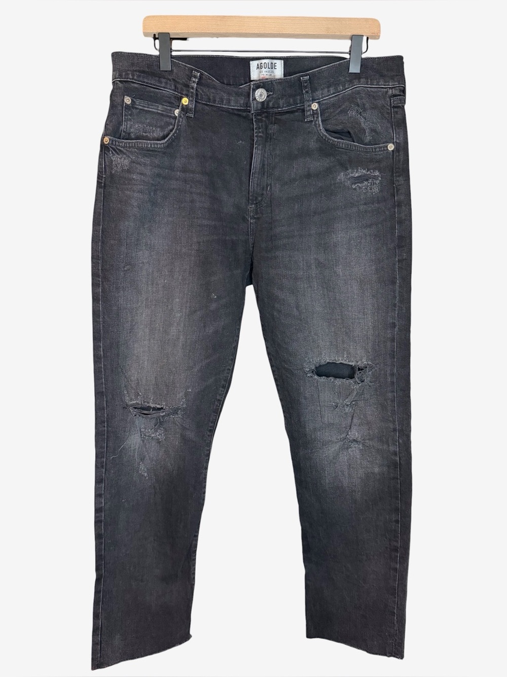 Agolde Men’s Distressed Black Jeans 34x28 - Picture 1 of 9